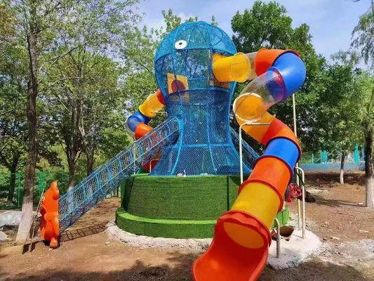 สนามเด็กเล่นกลางแจ้งสีสันสดใสสำหรับเด็ก ชุดเครื่องเล่นสวนสนุกธีมปลาหมึก
